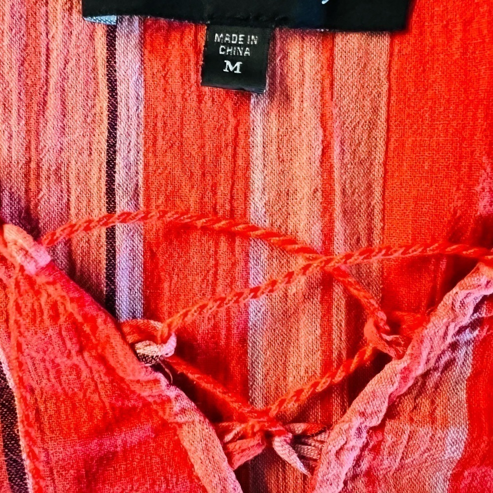 SANCTUARY WOMENS CUTE RED ORANGE STRIPED BLOUSE SIZE MEDIUM - Picture 8 of 8